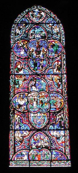 Ventana lanceta que representa el Juicio Final de French School